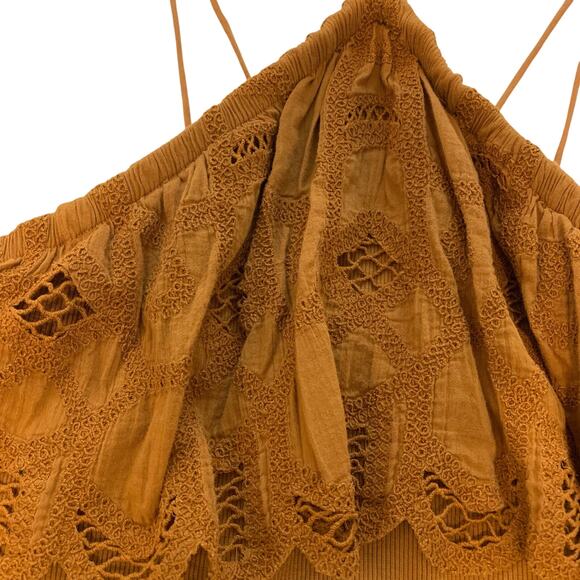 Anthropologie Brown Lace Spaghetti Strap Halter Tank Top - Picture 3 of 7